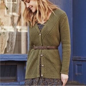 Cabi Aerial Green Knit Cardigan Sweater, Size Small
